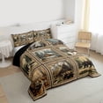 thumbnail image 3 of Homewish Jungle Animal Deer Bear 3 Pieces Queen Comforter Set for Female Men Women,Vintage Cabin Cottage Ultra Soft Bedding Sets,Geometric Plaid Grid Bedding Comforter Set Breathable, 3 of 8
