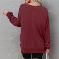 thumbnail image 5 of Oversized Sweatshirt for Women Waffle Knit Crewneck Sweatshirts Long Sleeve Side Slits Casual Pullover Tops, S-2XL, 5 of 6