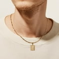 thumbnail image 2 of KissYan Initial Letter Pendant Necklace for Men Womens, 18K Gold Plated Square Capital Monogram Necklace Alhpabets from A-Z Figaro Chain Necklace(Gold S), 2 of 10