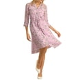 thumbnail image 4 of INSPIRE CHIC Vestido Camisero Floral Elegante para Mujeres con Cuello en V, Manga 3/4, Con Cinta Frontal, Vestido de Chifón Fluido XL Morado Rosa, 4 of 5