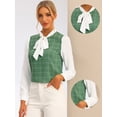 thumbnail image 2 of Blusa A Cuadros De Manga Larga Con Cuello De Pajarita Para Mujer Verde Claro S, 2 of 5