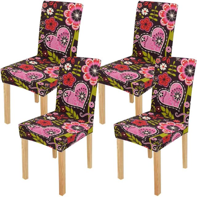 Funda protectora para silla elástica ABPHQTO flores rojas y rosas juego de 4