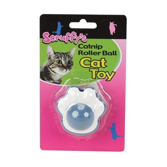 PetEdge ZW4821 19 Scruffy Catnip Roller Balls Cats Paw Toys, Blue & White