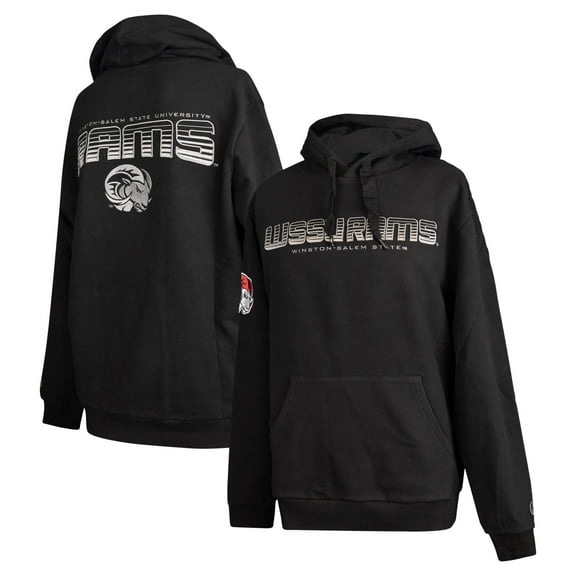 Men's FISLL Black Winston-Salem State Rams Puff Print Sliced Pullover Hoodie