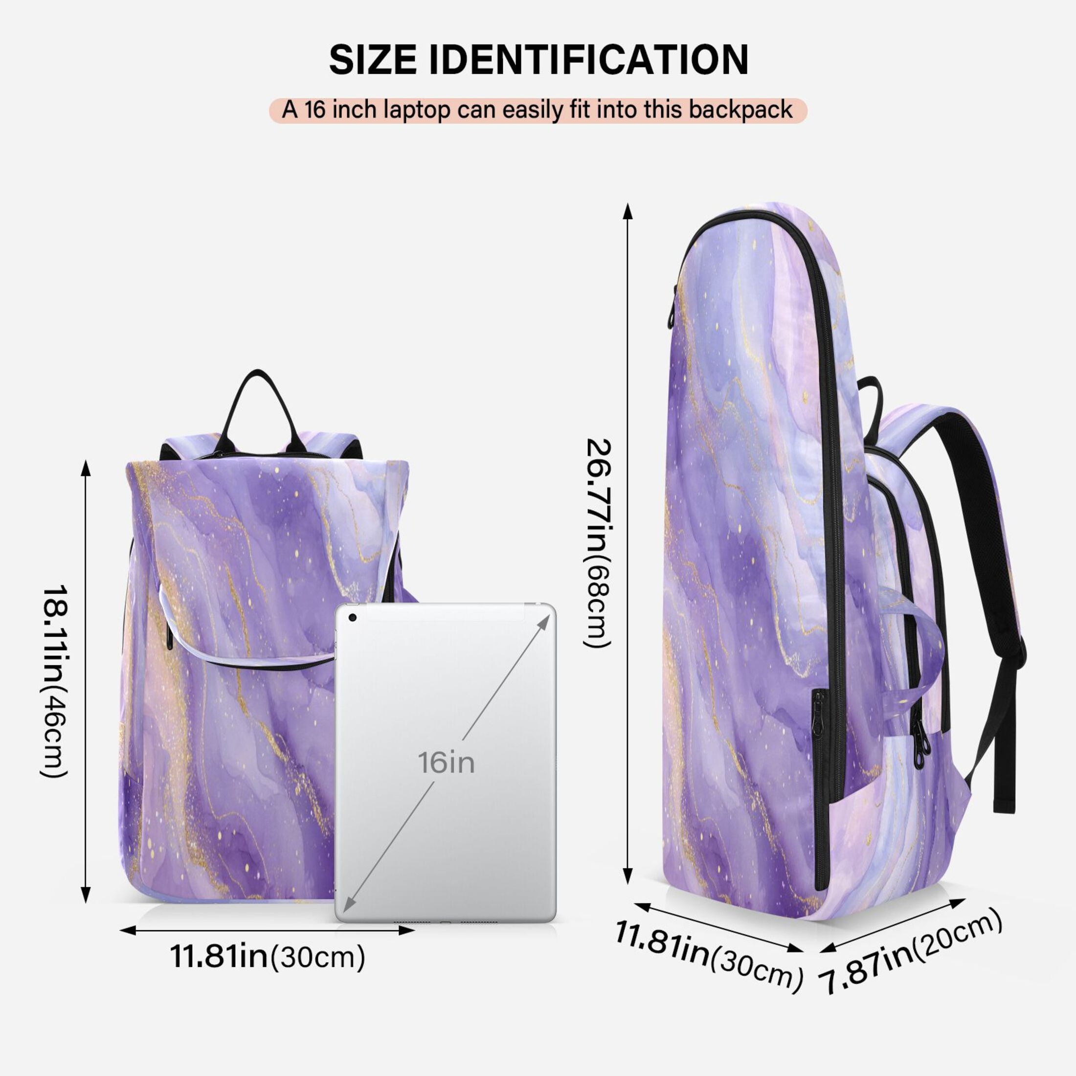 2 Racquet Holder Tennis Backpack Tennis Racket Covers Gym Bags Soft Purple Marble Vortex