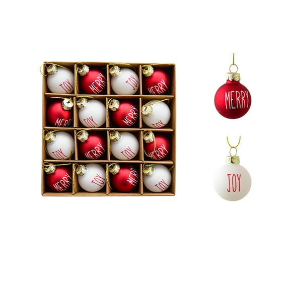 KOYPTL Glass Christmas Balls Ornaments Set,Mini 1.18 Inch Glitter Matte And Shiny Balls Ornaments Set Glass Christmas Tree Hanging Decoration For Xmas Tree Garland Home Decor (16pcs)
