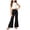 Black, variant on BFHHYA Girl Cotton Linen 2-Piece Outfits Sleeveless Cropped Tank Top Flare Leg Pant Casual Summer Sets for Kids Size 4-14 Years