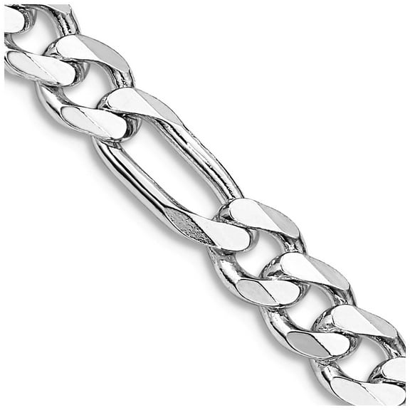 925 Sterling Silver Rhodium Plated 5.25mm Figaro Chain Necklace 26 Inch Chain Necklace for Women and Men