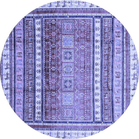 Ahgly Company Indoor Round Abstract Blue Modern Area Rugs, 7' Round