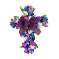 thumbnail image 1 of Wreath Puerta delantera Corona Centro de mesa Centro de flores artificiales Decoración de Pascua para ventana del festival afuera Arco púrpura, 1 of 8