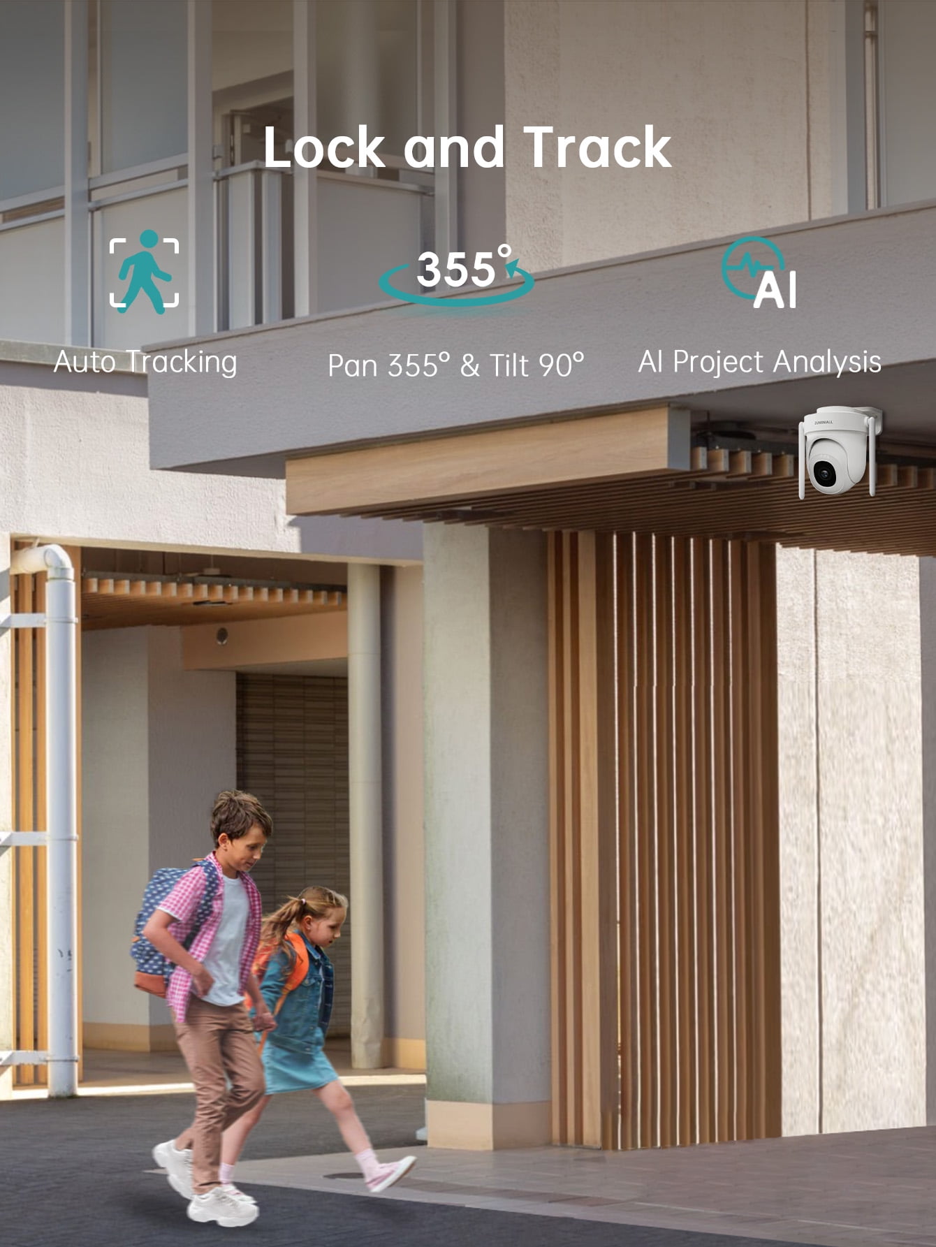 ZUMIMALL 5MP Wired PTZ Security Camera, 5GHz WiFi, Indoor Outdoor, 360° View, Wired Power