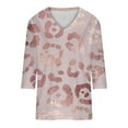 thumbnail image 5 of Offres jusqu'à 70 % de Réduction! Hauts d'Été pour Femmes Fashiopn 2024 Grande Taille Imprimé Décontracté Col en V Manches 3/4 Haut/chemise Cadeau pour Femmes en Solde, 5 of 5
