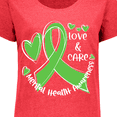 thumbnail image 4 of Inktastic Love and Care Mental Health Awareness Green Ribbon Women's Plus Size T-Shirt, 4 of 5