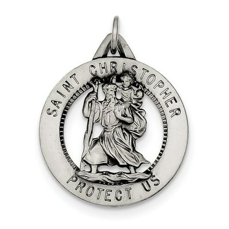 Sterling Silver Antiqued St. Christopher Medal.