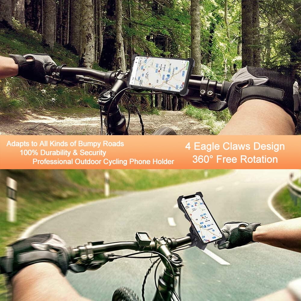 BPC Motorcycle Bike Phone Mount, 360 Degree Rotation Cradle Clamp for All Phones - Black
