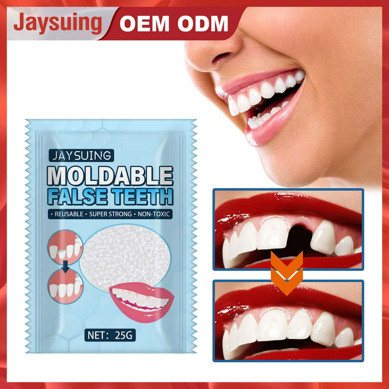 Dengmore 25g Tooth Solid Gel, Temporary Repair Kit Moldable Thermal Fitting  Beads Tooth for Themed Party Makeup Filling Fix the Missing Broken Tooth 