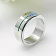 thumbnail image 5 of 8MM Rainbow Stripe Titanium Steel Silver Band Men/Women's Wedding Ring Size 6-11, 5 of 6