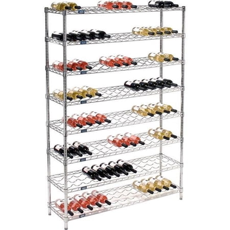 Global Industrial WS14488C Nexel Wine Bottle Rack - 48 x 14 x 74 in. - Chrome - 104 Bottle
