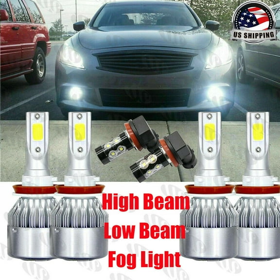 6000K LED Headlights Hi/Lo Fog Light Bulb combo Kits For Nissan Altima 2007-2018