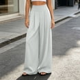 thumbnail image 2 of Women High Waist Wide Leg Pants Pleated Front Elastic High Waist Loose Dressy Business Office Trousers M, 2 of 9