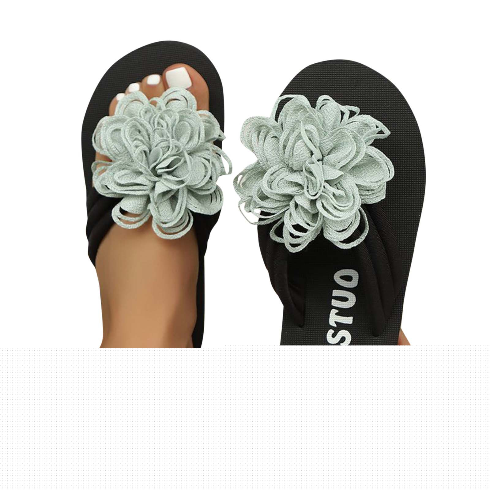 thumbnail image 4 of Bixock Slippers for Women,Women's Vacation Sandals Open Toe Flat Sandals with Toe Post and Floral Detail for Summer and Fall Sandals, 4 of 5