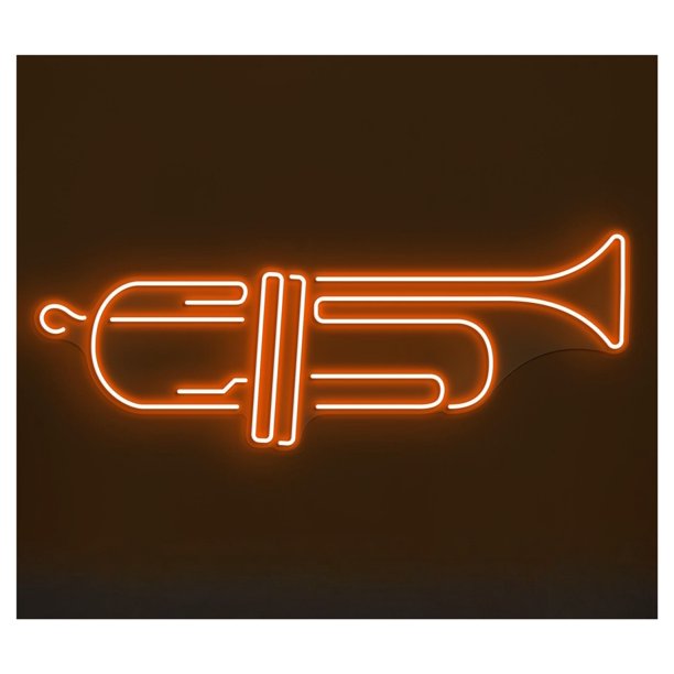 Letrero De Neón Trompeta Con Luz LED Para Decoración Estudio Música, Sala Juegos, Dormitorio, Bar, Estar, Fiesta Cumpleaños 55cm