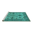 thumbnail image 2 of Ahgly Company Machine Washable Indoor Round Oriental Turquoise Blue Industrial Area Rugs, 4' Round, 2 of 4