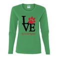 thumbnail image 2 of Love My Cat Stole My Heart Red Footprints Animal Lover Womens Graphic Long Sleeve T-Shirt, Kelly, X-Large, 2 of 3