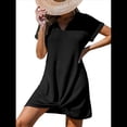 thumbnail image 1 of Vestido Informal con Cuello en V y Protección Solar, Color Negro, Talla S, 1 of 6