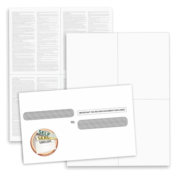 NextDayLabels - W-2 4-Up Employee Tax Forms, Instructions on Back" for 2025, for Laser/Inkjet Printer. Compatible with QuickBooks and Accounting Soft