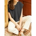 thumbnail image 6 of new autumn and winter women's sweater vest solid color round neck loose knitted vest casual short sleeveless knitted pullover vest-Beige-XL, 6 of 7