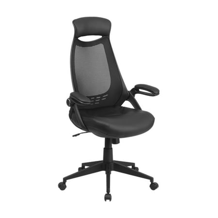 Flash Furniture High Back Black Mesh Executive Swivel Office Chair with Leather Padded Seat