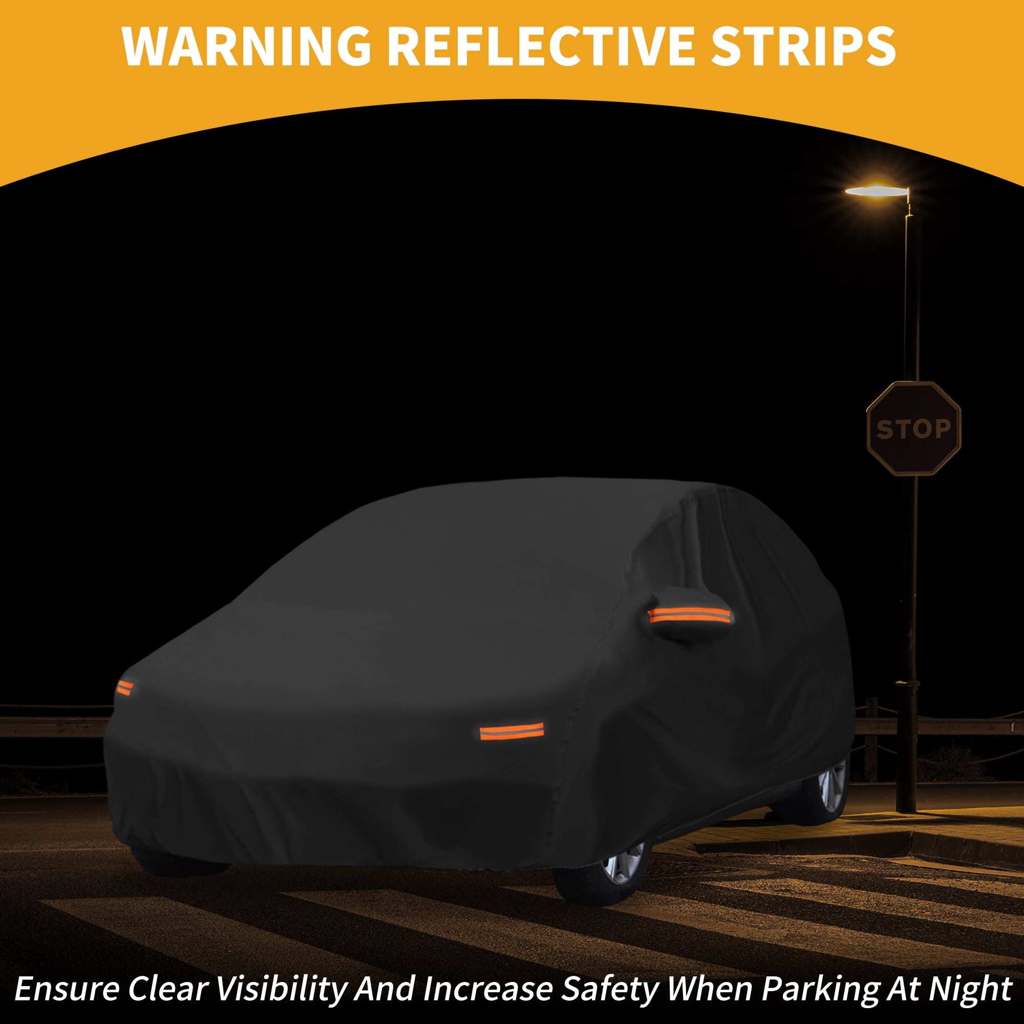 Unique Bargains All-Weather Car Cover Black with Right Zipper 171.26"x57.09"x46.85"