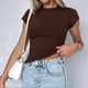 thumbnail image 2 of Camiseta ajustada para mujer, camiseta de cuello redondo para mujer, camiseta ajustada de manga corta, diseño exquisito, 2 of 6
