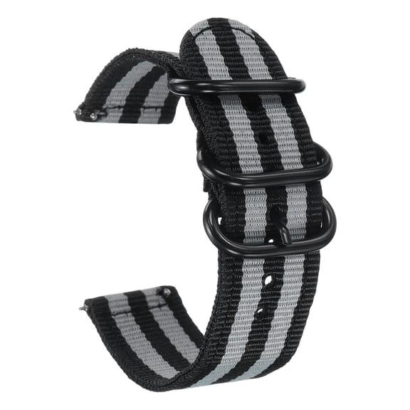 Uxcell Nylon Watch Band 22mm Quick Release Watch Straps Replacement Bands for Men Women with Flat Round Buckle, Black-Gray (26.5mm)
