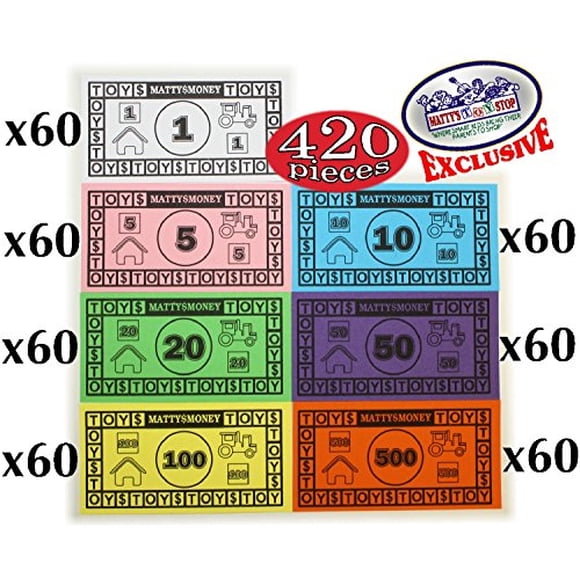 Matty's Money Juego de dinero de juego de 420 piezas de repuesto (60 piezas cada una de $1 Matty's Toy Stop Matty's Toy Stop