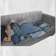 thumbnail image 6 of Country Soft Flannel Fleece Throw Blanket, Patchwork of Different Size Shapes Pattern Vertical Warp Beam Artprint Geometric, Cozy Plush for Indoor and Outdoor Use, 50" x 60", Blue, by Ambesonne, 6 of 6