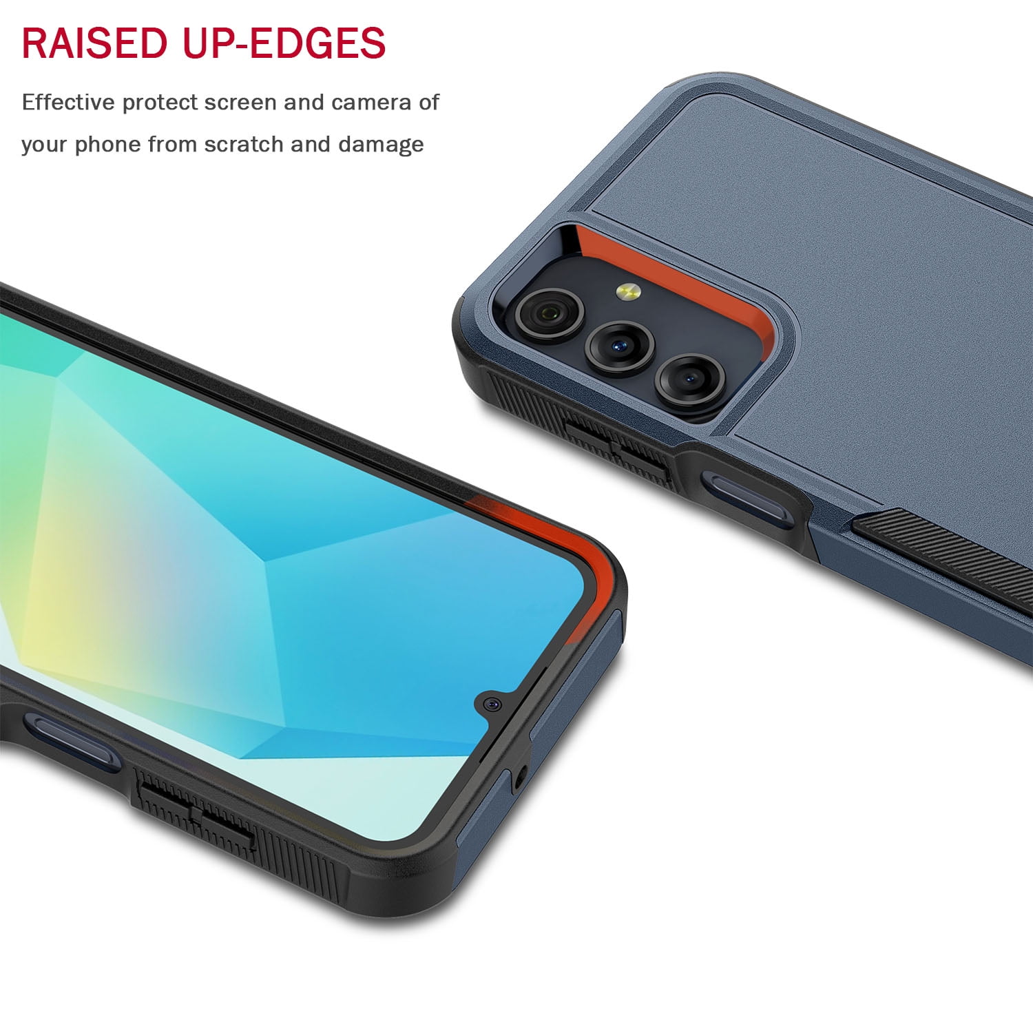 For Samsung Galaxy A16 5G Case, Shockproof Heavy Duty Rugged Phone Case for Samsung Galaxy A16 5G, Tekcoo Military Grade Protection Dual Layer Sturdy Durable Cover Cute Bumper - Blue