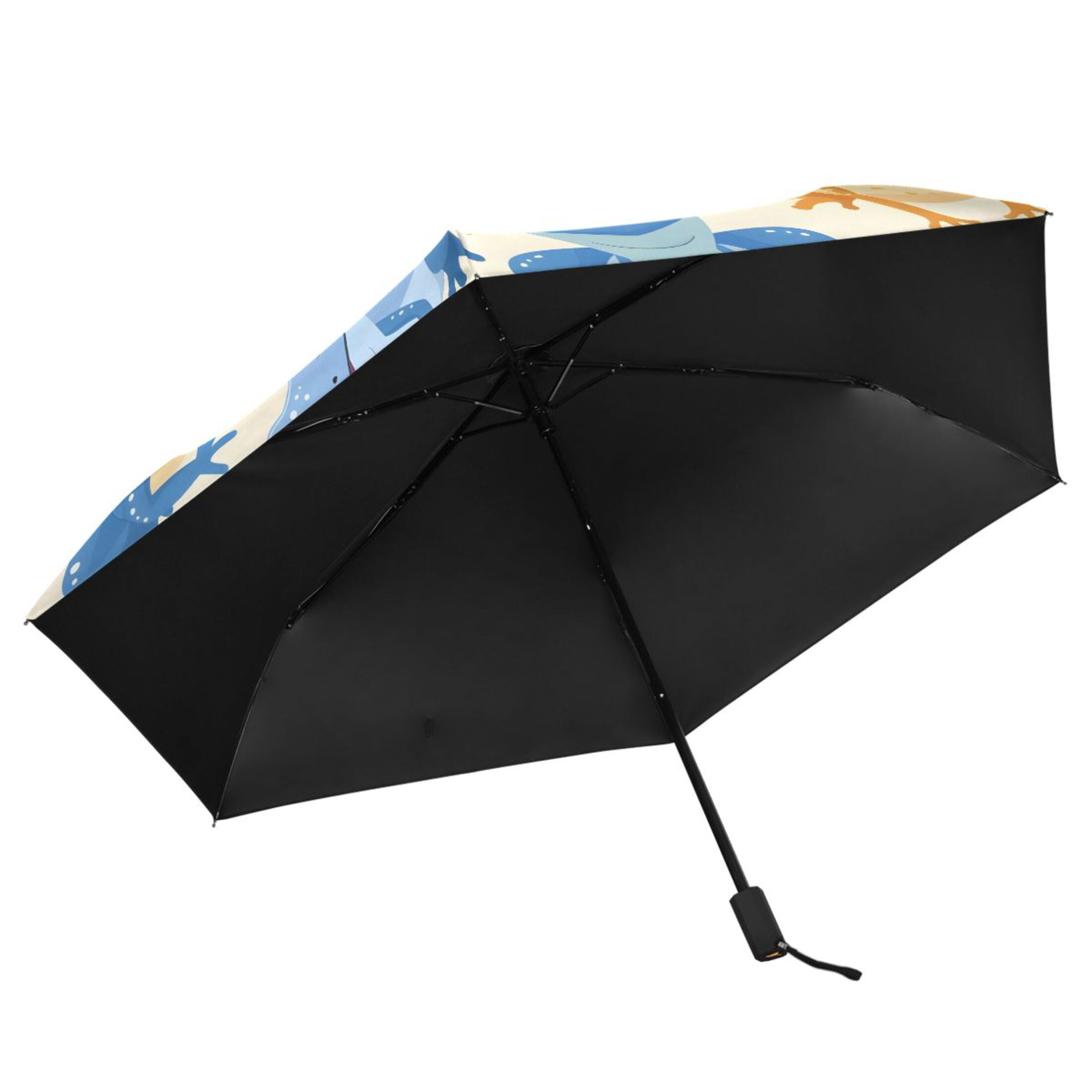 Cartoon Animals Frogs Compact Sun Umbrella Windproof Travel Umbrellas for Rain Strong Portable UV Protection