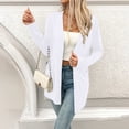 thumbnail image 4 of Women's Long Sleeve Cardigan Sweater, Solid Color Open Front Knit Top, Casual Drapey Cardigan For All Seasons White Xl, 4 of 5