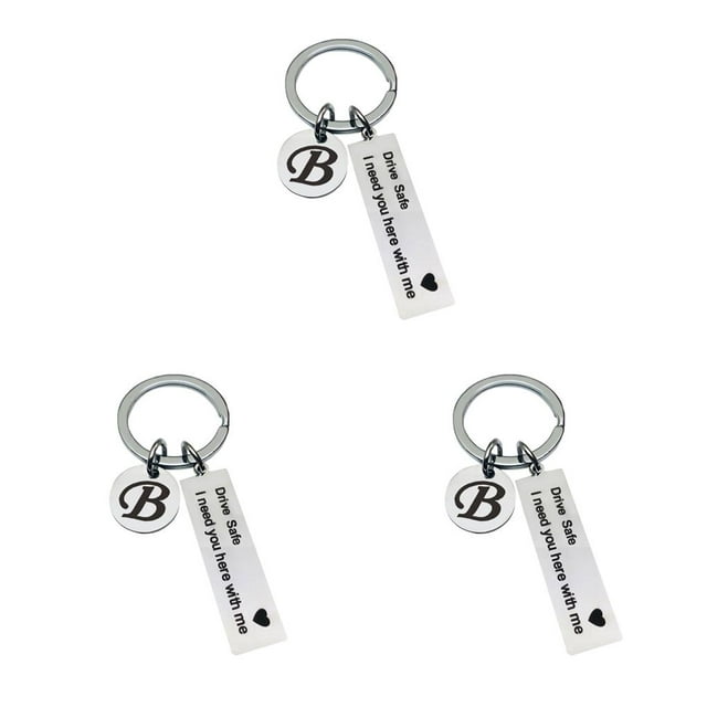 facefd 1/2/3/5 Drive Safe Keychain Initials Lettering Men Women Boyfriend Husband Key Chain B 3PCS