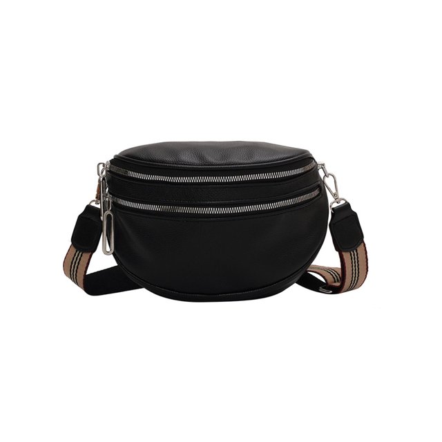 Bolso Pecho Btafrte con Múltiples Bolsillos Sillín Cruzado Cuero PU para Mujer Negro