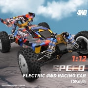 WLtoys 124007 RC Cars, 1:12 Scale Remote Control Car, 4WD 75KM/H High Speed Racing Car, 2.4GHz All Terrain Off Road RC Truck with Brushless Motor and Metal Chassis for Adults