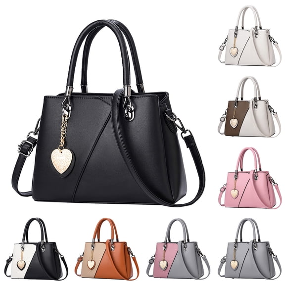 Stylago Women's Fashion Handbags with Pendant Leather Tote Purses Shoulder Bags Top Handle Detachable Strap Crossbody Bags Pink