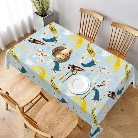 

Table Cloth Rectangle Table Japanese Carps Tablecloth 60 x 90 Inch Wrinkle Resistant Decorative Fabric Table Cover for Dining Party Indoor Outdoor