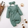 thumbnail image 4 of Younger Tree Baby Girl Romper Infant Fall Winter Clothes Ruffle Sweater Long Sleeve Bodysuit Jumpsuit and Headband for 3-6 Months, 4 of 8