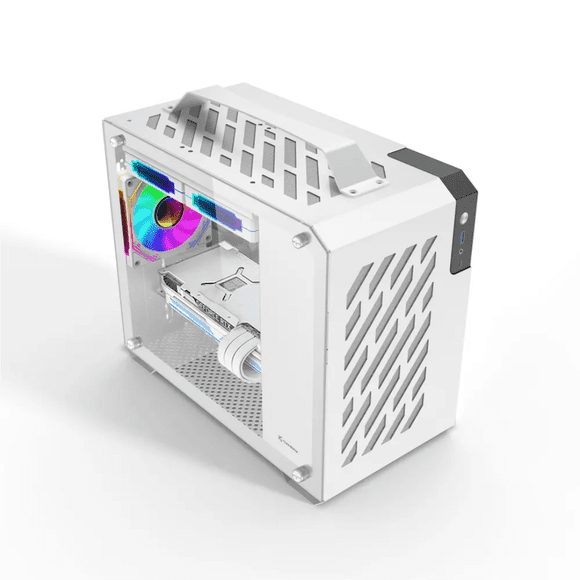 Compact White Gaming PC Case for Desktop Computer
