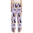 thumbnail image 3 of FORMRS Women's Pajama Pants with Pockets Soft Comfy Loungewear Sleep Bottom, Sizes S-2XL, Light Purple Halloween Black Cat, 3 of 8