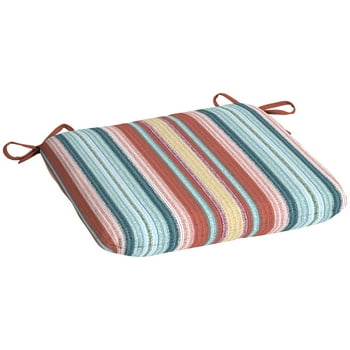 Mainstays 15.5" x 17" Multi-color Stripe Rectangle Outdoor Seat Pad, 1 Piece