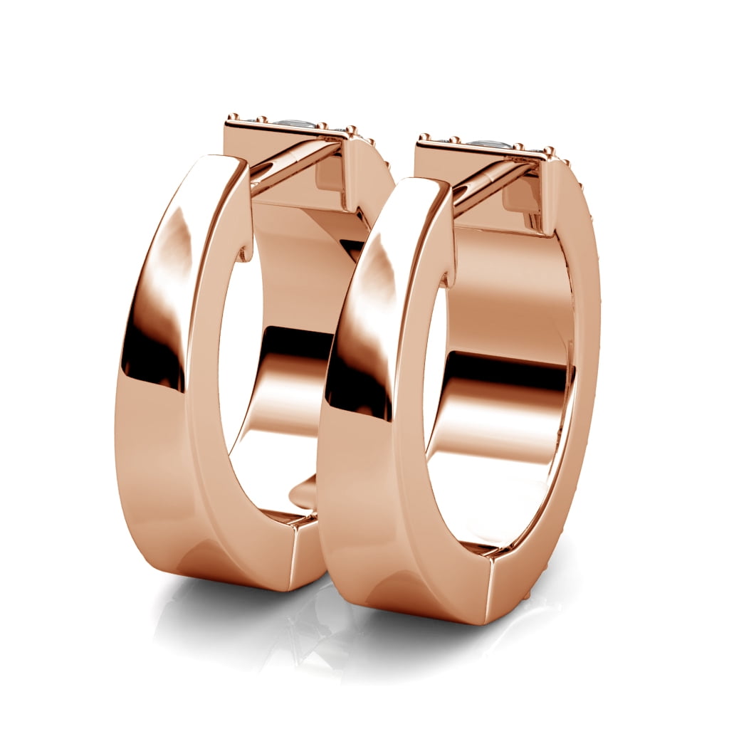 Cate & Chloe Wrenley 18k Rose Gold Plated 16mm Hoop Earrings with Swarovski Crystals for Women